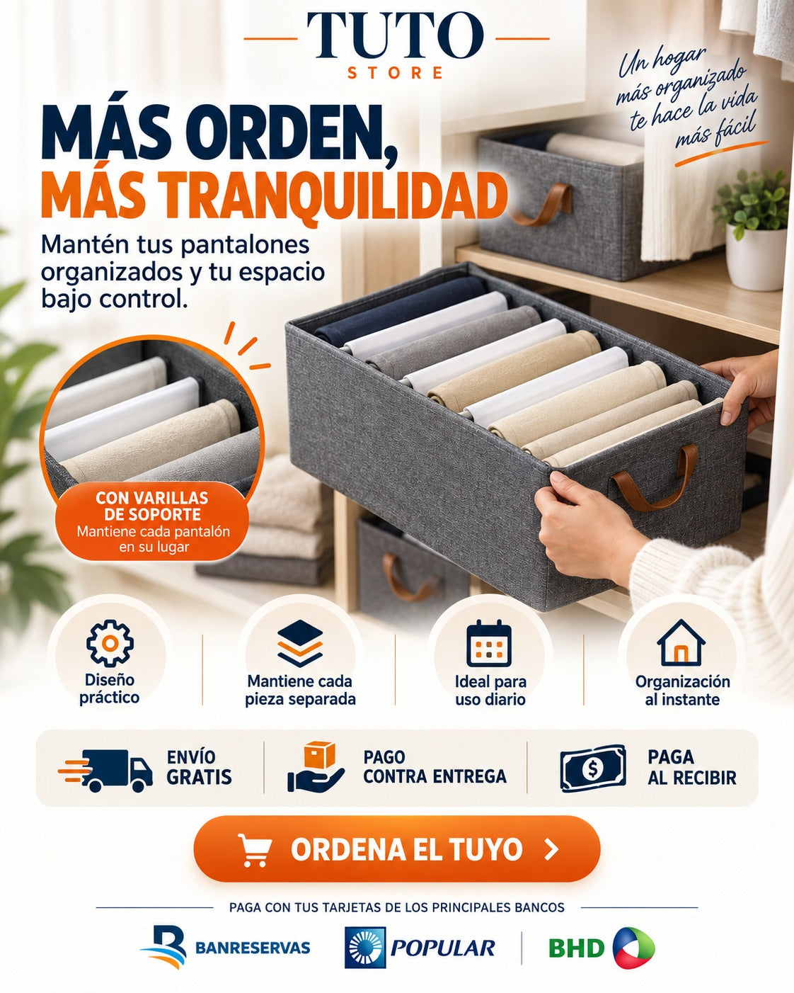Organizador de Ropa Plegable – Ordena tu Clóset y Aprovecha Mejor el Espacio