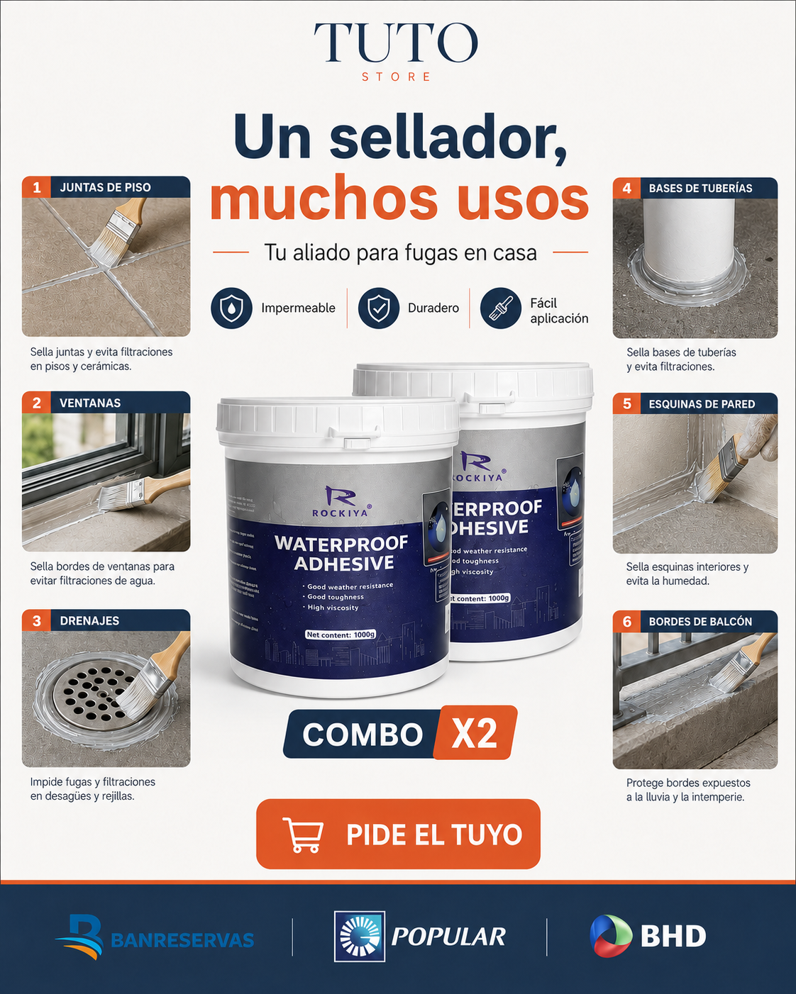 Combo X2 Sellador Impermeable Invisible - Protege pisos, baños, ventanas y balcones: ¡Una barrera transparente contra el agua!