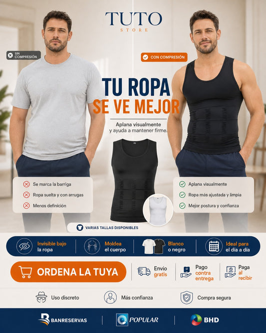 Camiseta Moldeadora de Compresión para Hombre – Estiliza abdomen, pecho y cintura: mejora cómo te queda la ropa al instante